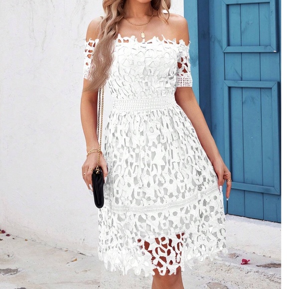 Luxe Embroidered Off Shoulder Party Evening Dress - Picture 13 of 14